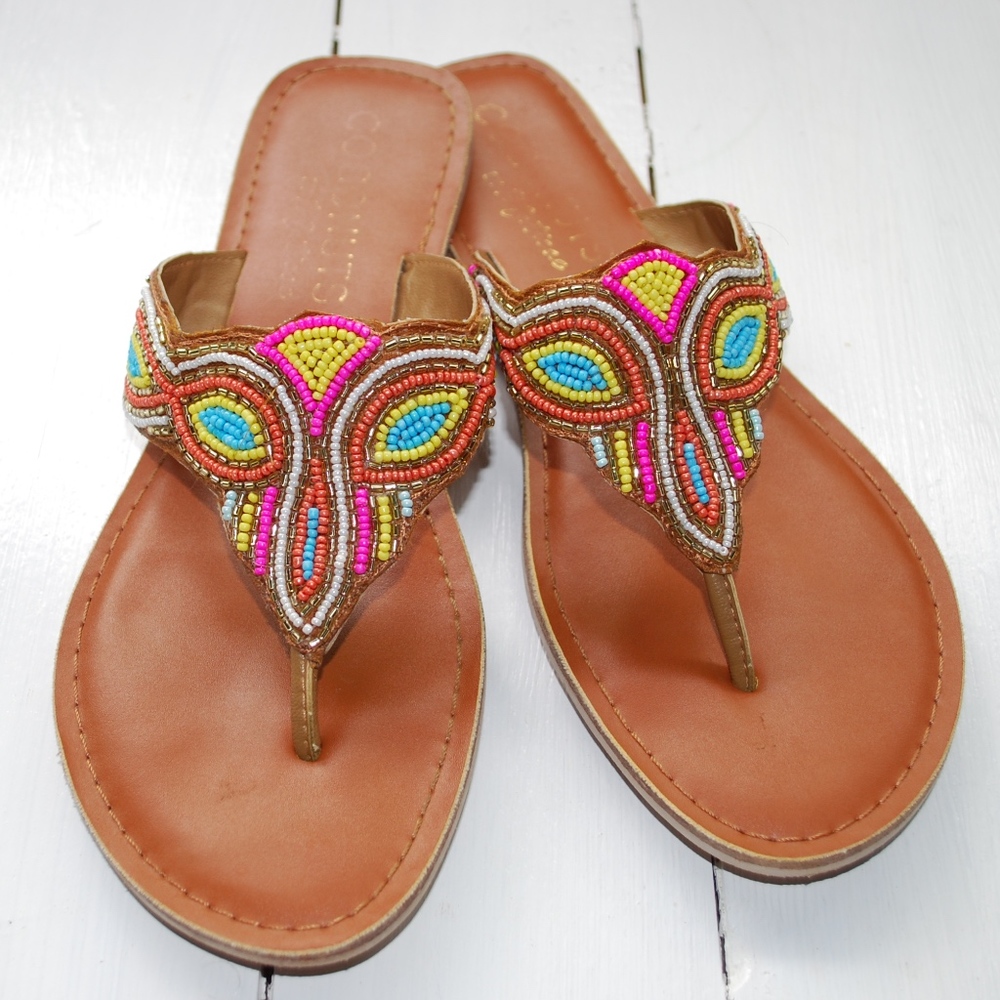 Coconuts Boho Beaded Sandals sz 10